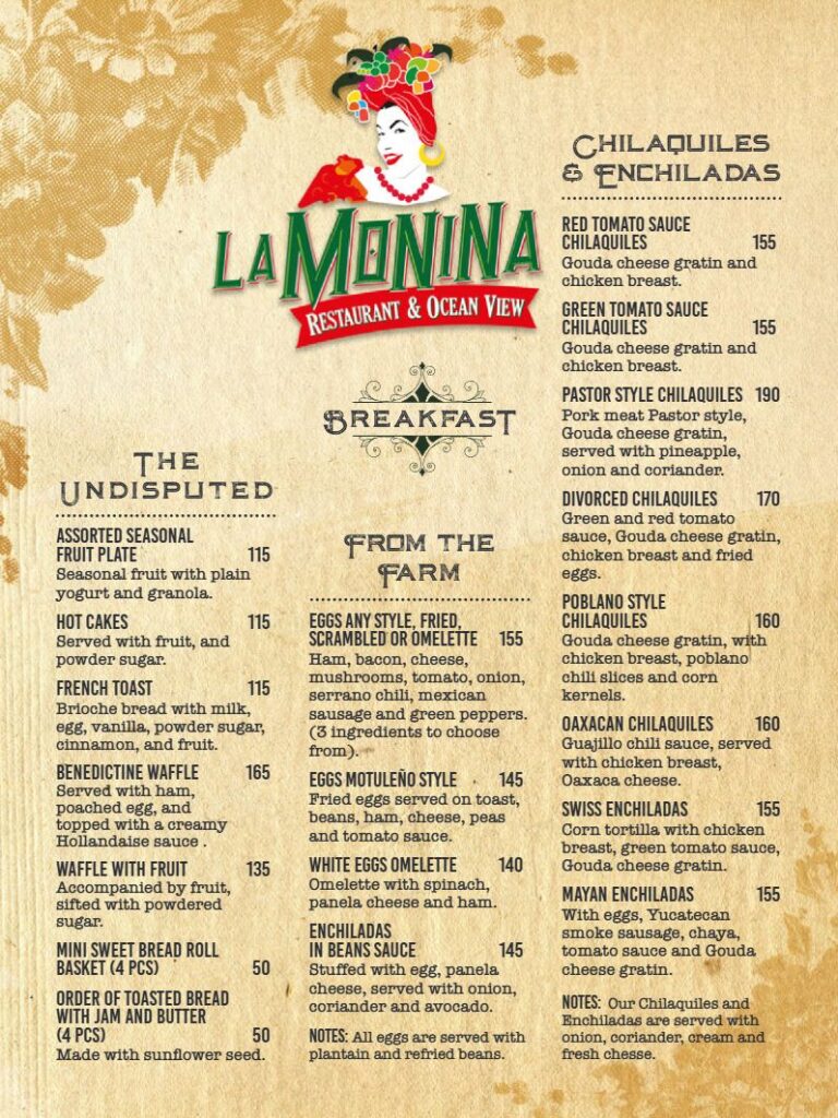 Breakfast menu English page 1