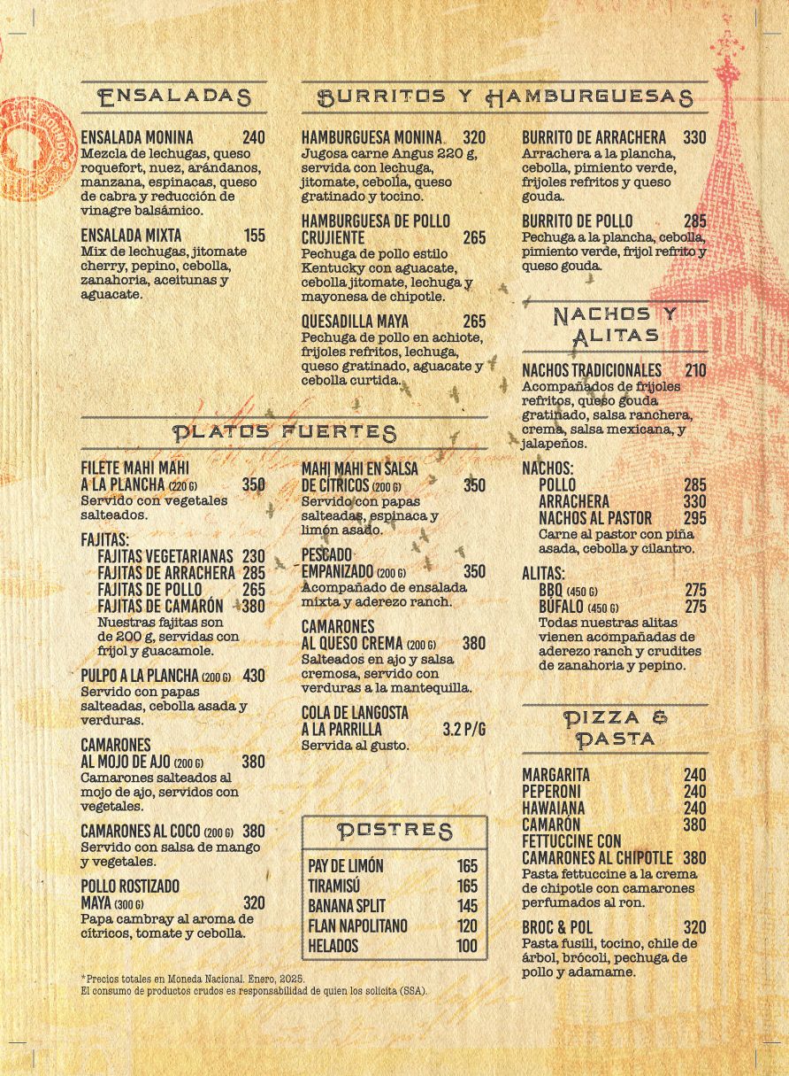 Menú de comida en español, página 2